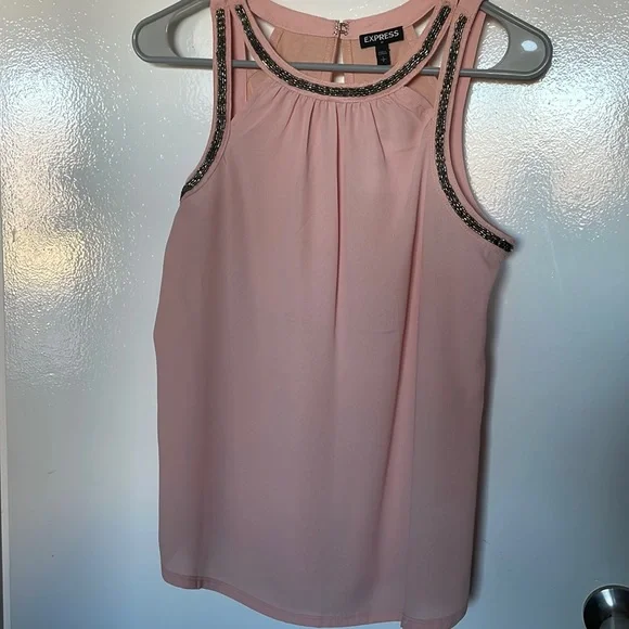NWT Express blush Bead Accent blouse - Picture 1 of 8